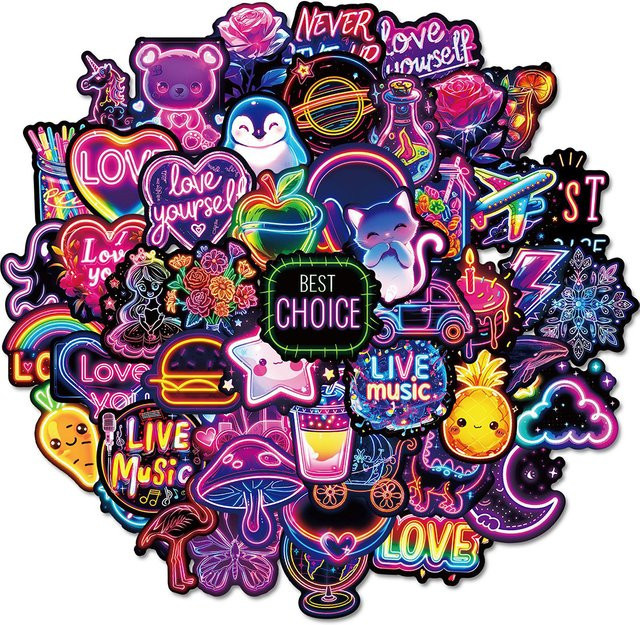Charile Cartoon Liebe Neon Licht Aufkleber, DIY Aufkleber-Set - Bild 1