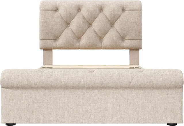 okwish Polsterbett mit Schubladen in Beige für Kinderzimmer und Schlafzimmer, B/T/H: 90 x 200 x 110 cm - Bild 1