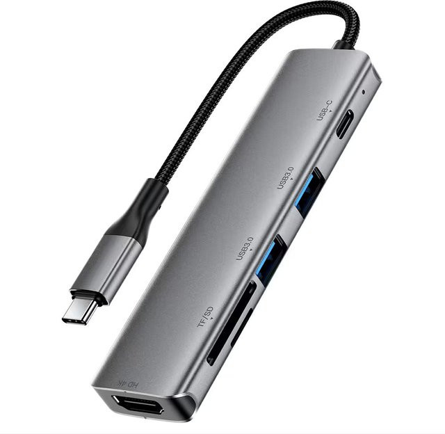 Acefast J18 USB-C Hub 6in1 mit HDMI und 4K UHD in Grau - Bild 1