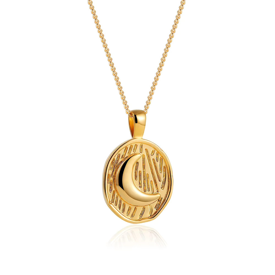 SLOONGJEWELRY Halskette, 18 Karat vergoldet, ovaler Anhänger, Sonnenstern, Damen - Bild 2