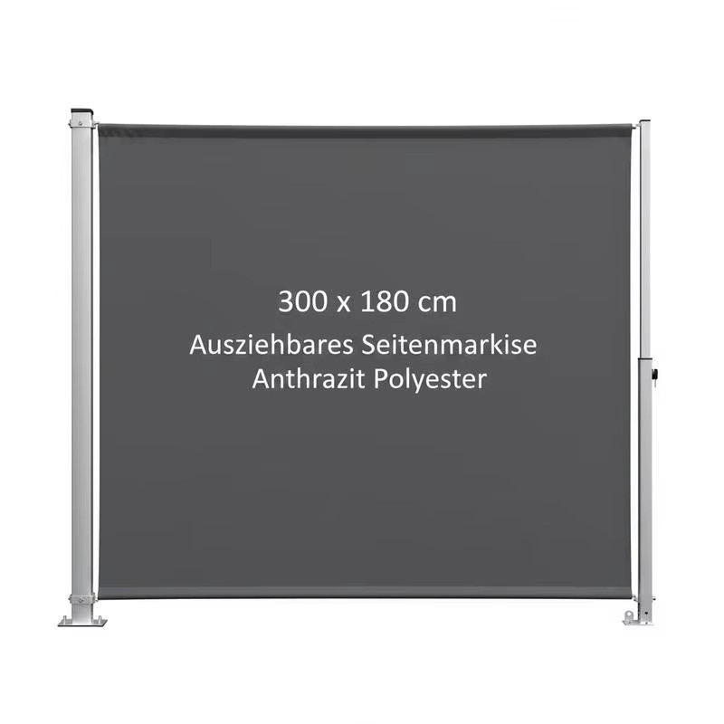Einziehbare Seitenmarkise aus anthrazitgrauem Polyester, B/H: 300 x 180 cm - Bild 4