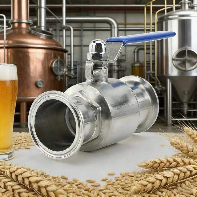 AICANTEK Sanitär-Kugelhahn aus 304 Edelstahl in Silber für Heimbrau und Milchprodukte, Tri-Clamp Ferrulentyp - Bild 1