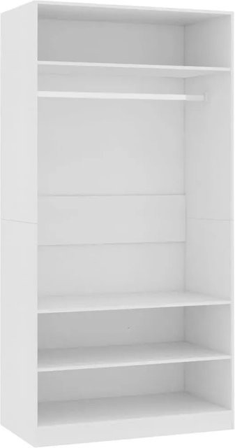 vidaXL Kleiderschrank Weiß aus Holzwerkstoff mit Kleiderstange und Regalböden B/T/H: 100 x 50 x 200 cm - Bild 1
