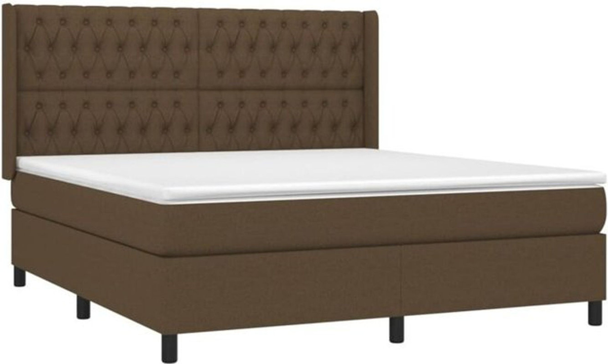 vidaxl Boxspringbett mit Matratze in Braun aus Stoff, B/T/H: 180 x 200 cm - Bild 1