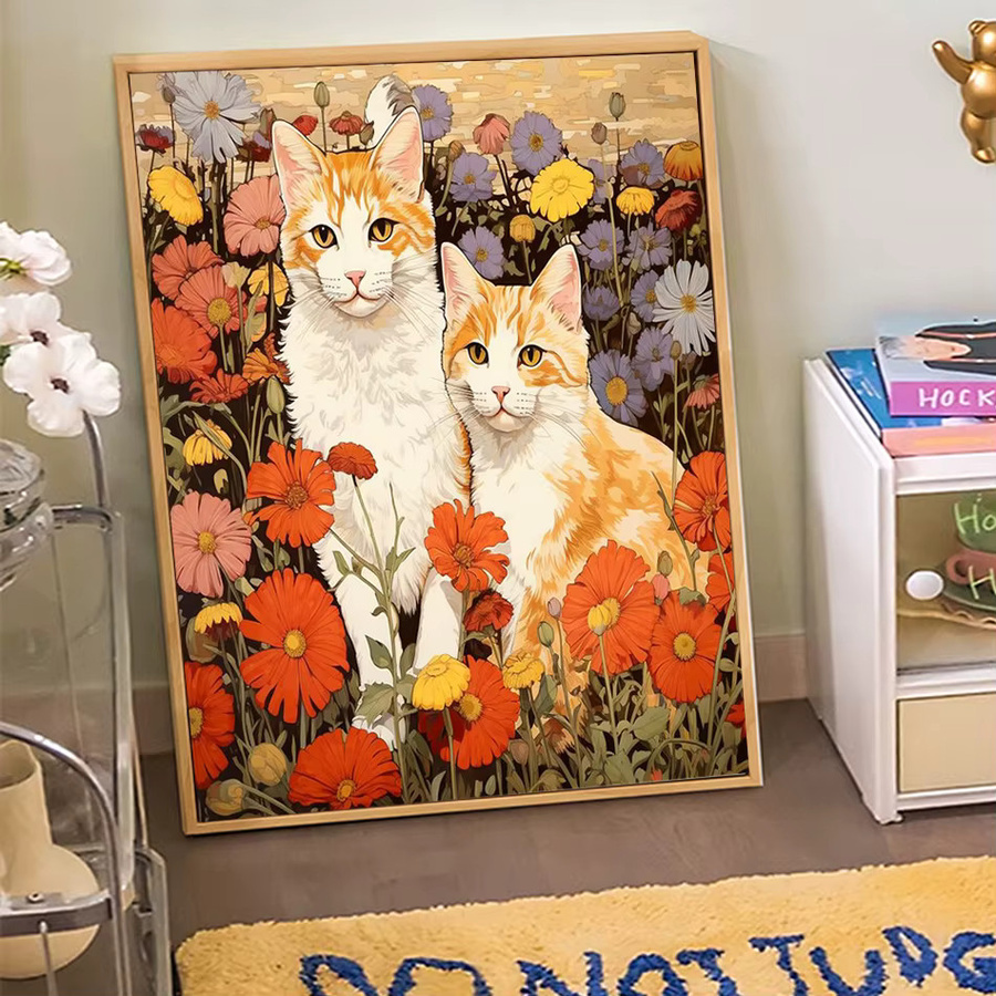 SDOYUNO Malen nach Zahlen, Katze, Blume, Tiere, Leinwände, Set - Bild 1