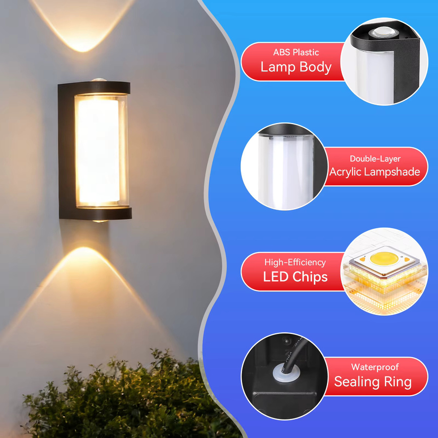CANMEIJIA LED Outdoor Wandleuchte IP65 Wasserdicht mit integriertem LED für Veranda, Garage und Hinterhof - Bild 6
