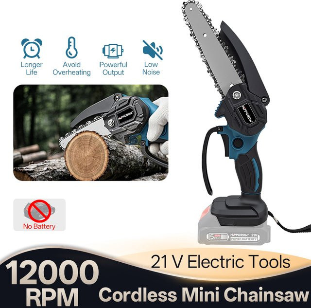 Hippcron 21V Mini-Kettensäge kabelloses Elektrowerkzeug für die Gartenpflege und Holzbearbeitung mit 12000 U/min - Bild 1