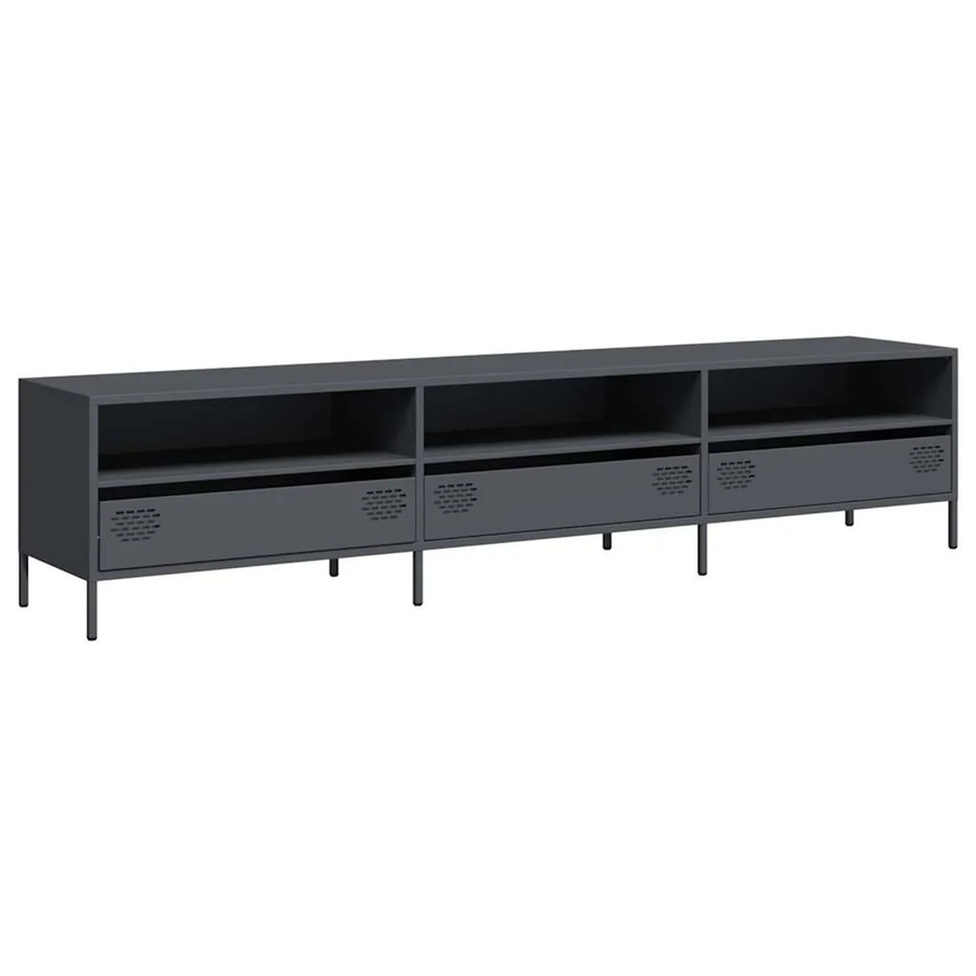 vidaXL TV-Schrank in Anthrazit aus kaltgewalztem Stahl im Industrie-Stil, B/T/H: 202 x 39 x 43,5 cm - Bild 2