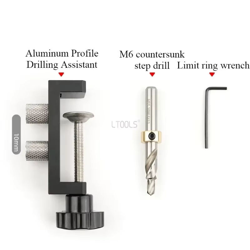 LTOOLS Aluminiumprofil-Bohrlehre für die Serien 20/30/40 in Schwarz – Universelles DIY-Werkzeug für präzise Lochstanz- und Senkerführung - Bild 6