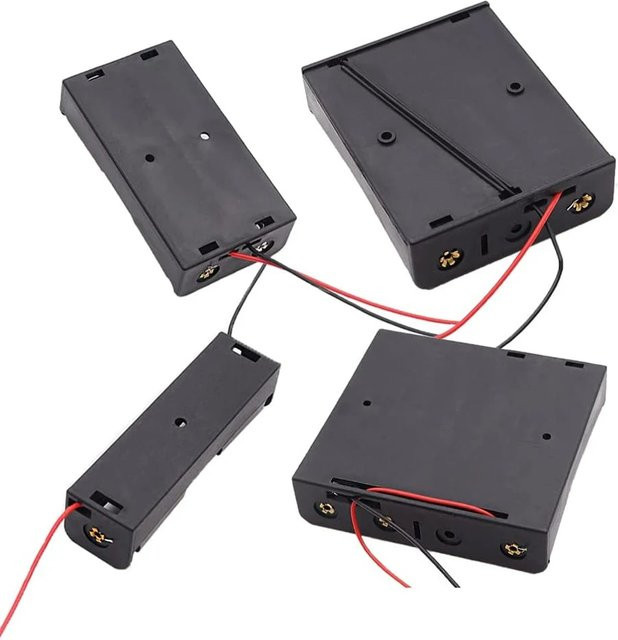 AOKIN 3er Set 18650 Batteriehalter Box mit Anschlusskabeln in Schwarz und Rot für 3,7 V Batterien - Bild 1