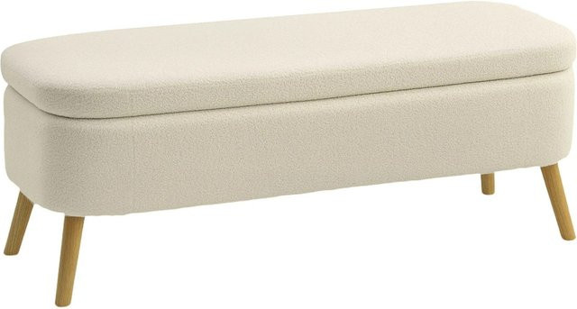 HOMCOM Sitzbank in Beige mit modernem Design aus Teddy-Fleece-Stoff, B/T/H: 120 x 42 x 45 cm - Bild 1