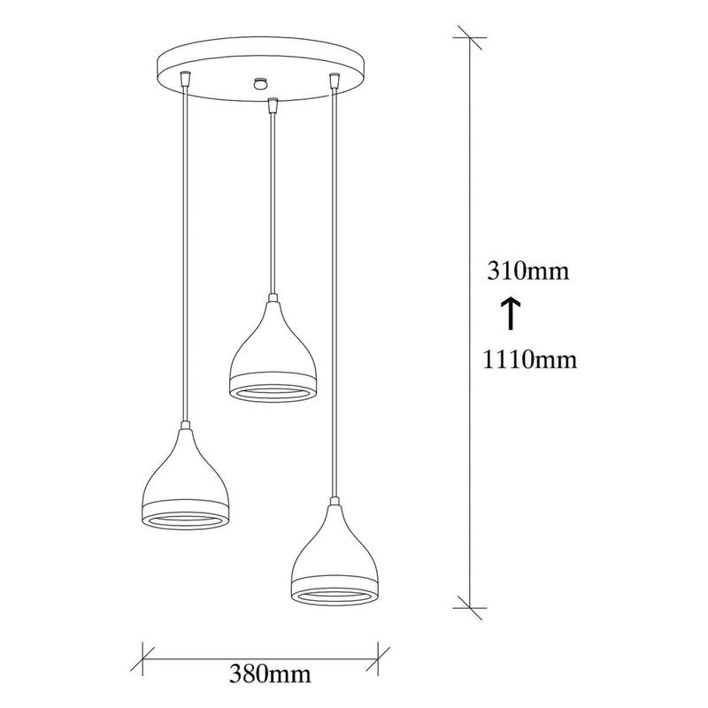 Opviq Pendelleuchte Yildo-7036 in Kupfer und Schwarz aus Metall mit 3 E27 Fassungen, Höhe: 111 cm, Breite: 38 cm, Tiefe: 38 cm - Bild 2