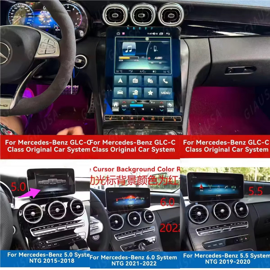 YANFU Android Auto und CarPlay Autoradio mit 12,1 Zoll Display und GPS Navigation für Mercedes Benz GLC X253/C253 C W205, Schwarz - Bild 3
