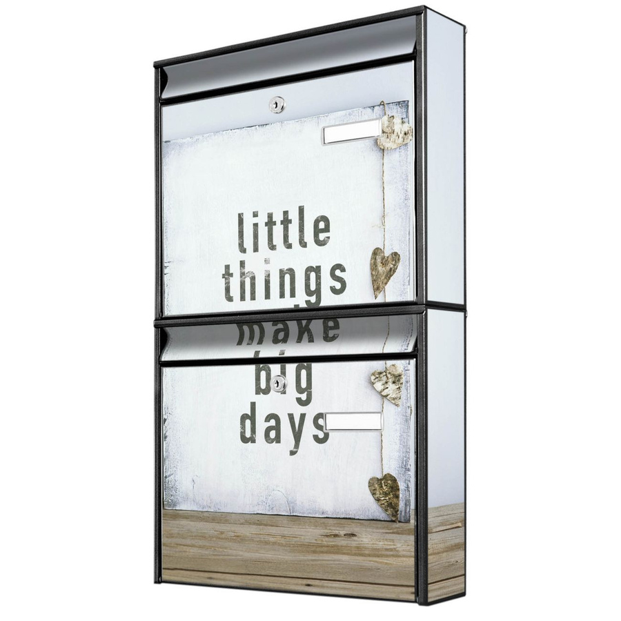 banjado Burg Wächter Doppelbriefkastenanlage in Schwarz, flexibel erweiterbar mit Motiv Little Things, B/H/T: 64,5 x 36,2 x 10,0 cm - Bild 1