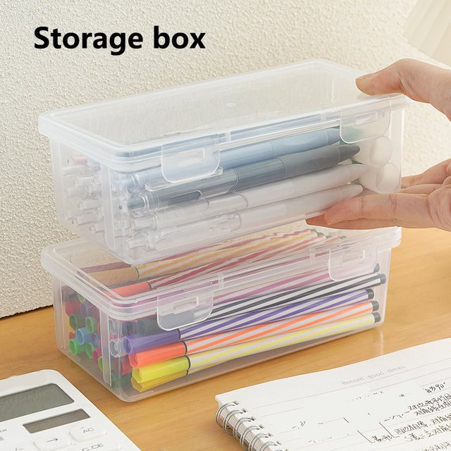Transparente Bleistift-Aufbewahrungsbox aus Kunststoff mit mehreren Fächern für Schreibwaren und Kleinteile - Bild 1