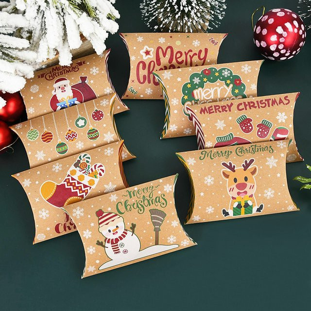 ZQNYCY Weihnachtliche Kissen-Geschenkboxen für Kinder in Herzform, Mehrfarbig, Set aus 10/20/30 Stück aus Papier - Bild 1