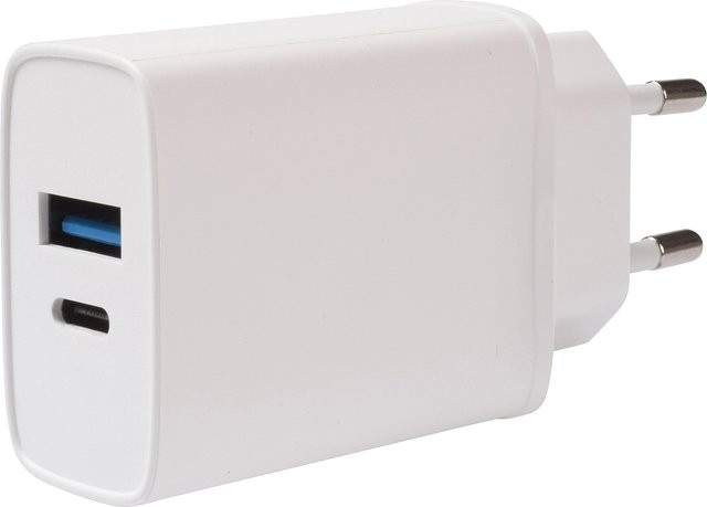 Vivanco Super Fast Charger Dual Schnellladegerät mit 2 USB Ports (USB-C und USB-A), 20W, Weiß - Bild 1