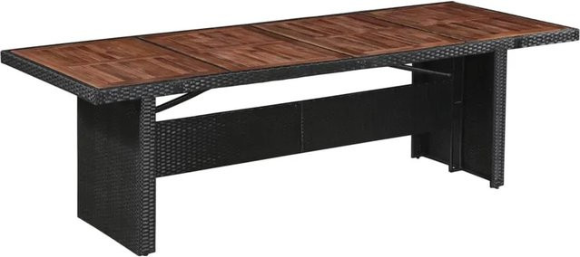 vidaXL Gartentisch aus Poly Rattan und massivem Akazienholz in Schwarz-braun, B/T/H: 240 x 90 x 74 cm - Bild 1