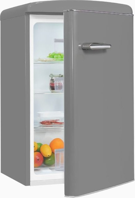 Retro Vollraumkühlschrank RKS120-V-H-160E in Grau, Standgerät mit LED-Innenbeleuchtung und Standard-Frischezone, B/T/H: 54,5 x 60,0 x 160,0 cm - Bild 1