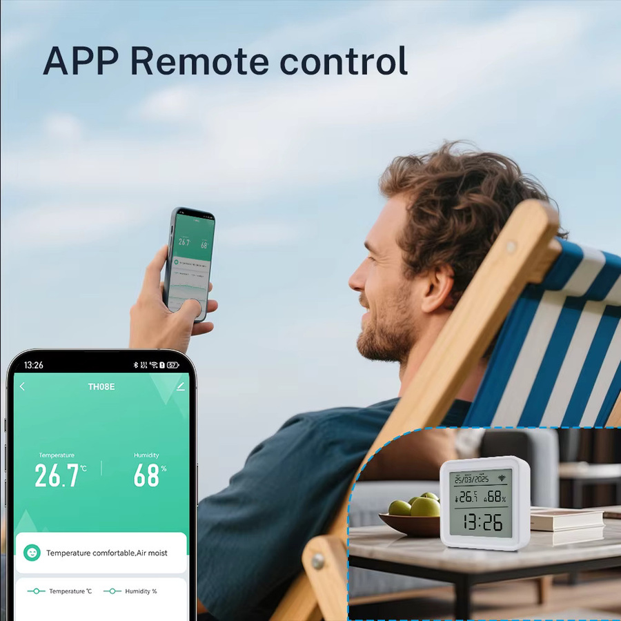 RightSitu Tuya WIFI Temperatur und Feuchtigkeit Sensor Hygrometer Thermometer mit Hintergrundbeleuchtung in Weiß für Smart Home App Steuerung via Alexa und Yandex - Bild 2