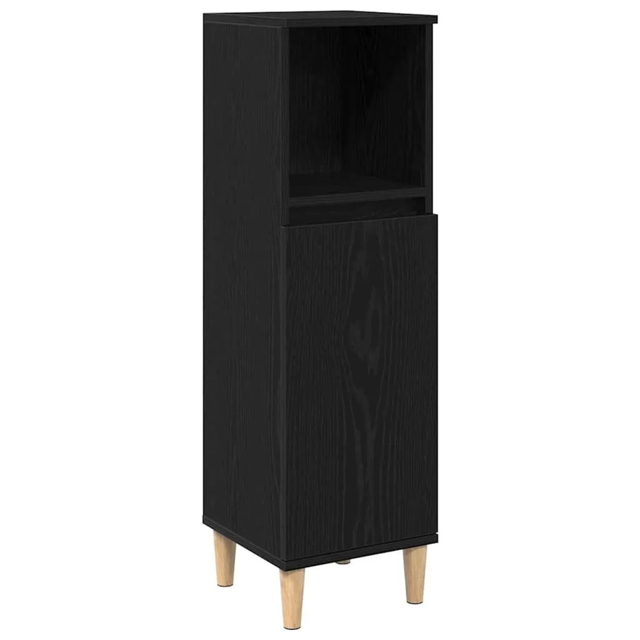vidaXL Badezimmerschrank in Schwarz mit Eichen-Optik und Tür, B/T/H: 30 x 30 x 100 cm - Bild 2