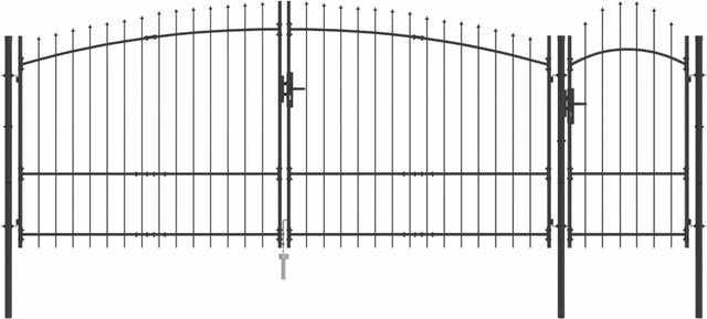 vidaXL Gartentor Doppelstor aus Stahl in Schwarz, Breite: 400 cm, Höhe: 150 cm - Bild 1