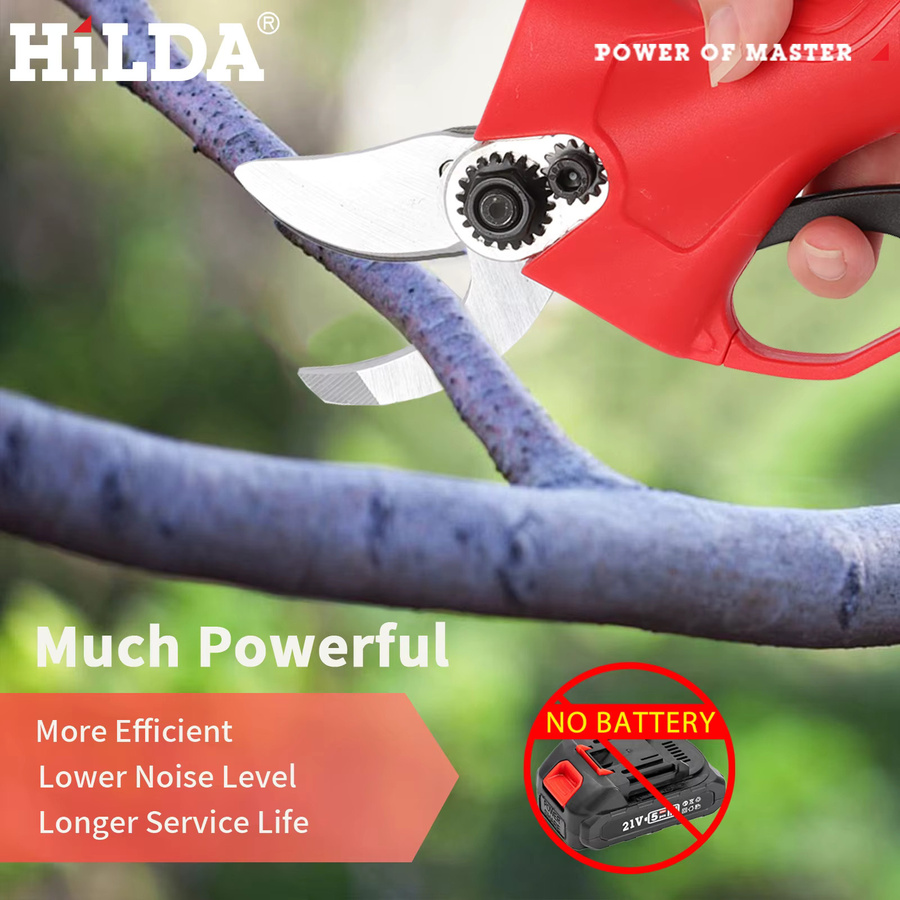 HILDA Elektrische Gartenschere in Rot mit Sicherheitsdesign als kabelloser Astschneider für Makita LXT 18V Akku - Bild 5