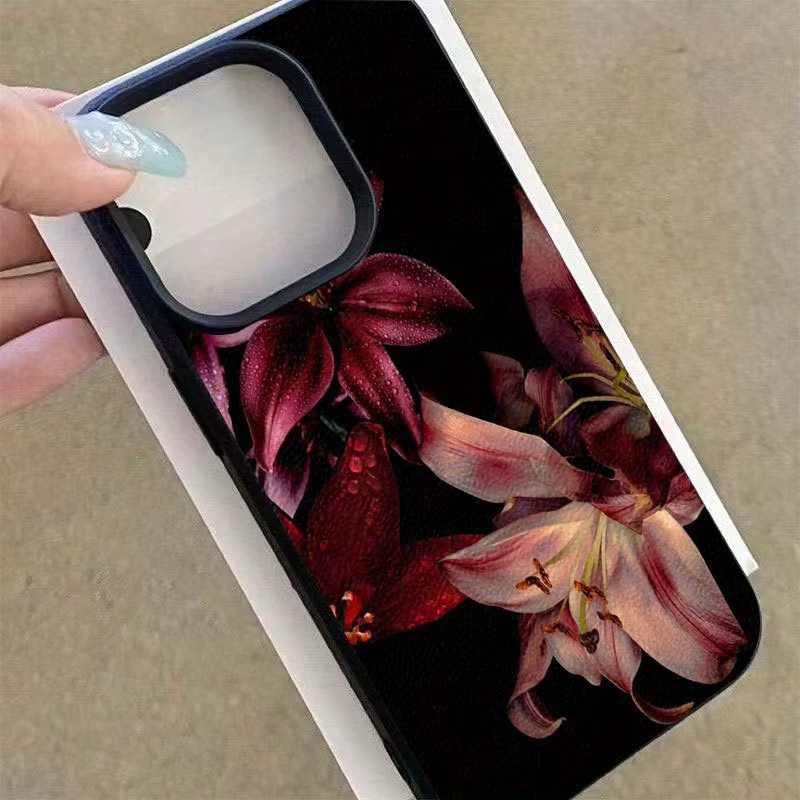 Schutzhülle mit rotem Vintage-Blumenmuster aus TPU für Apple iPhone 17, 16, 15, 14, 13, 12, 11 Pro Max und Air Plus Serien - Bild 3