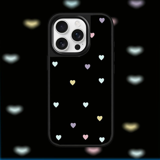 DecoPhone Ins Colorful Love Hydrogel-Rückplatte mit silbernem Rand, stoßfeste Handyhülle für iPhone 17, iPhone 16 und iPhone 15 Pro Max in Schwarz und Silber - Bild 1