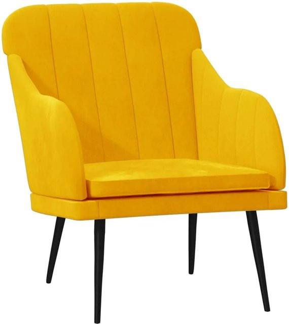 vidaXL Sessel Gelb mit Samtbezug und Armlehnen, B/T/H: 63 x 76 x 80 cm - Bild 1