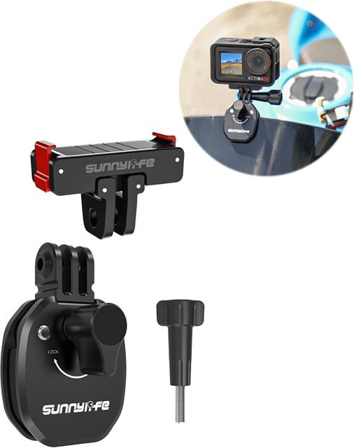 DJI Motorrad-Windschutzscheiben-Halterungsklemme mit OSMO 360 Schnellwechselbasis für Osmo Action 5 Pro, Action 4 und Action 3 in Schwarz - Bild 1