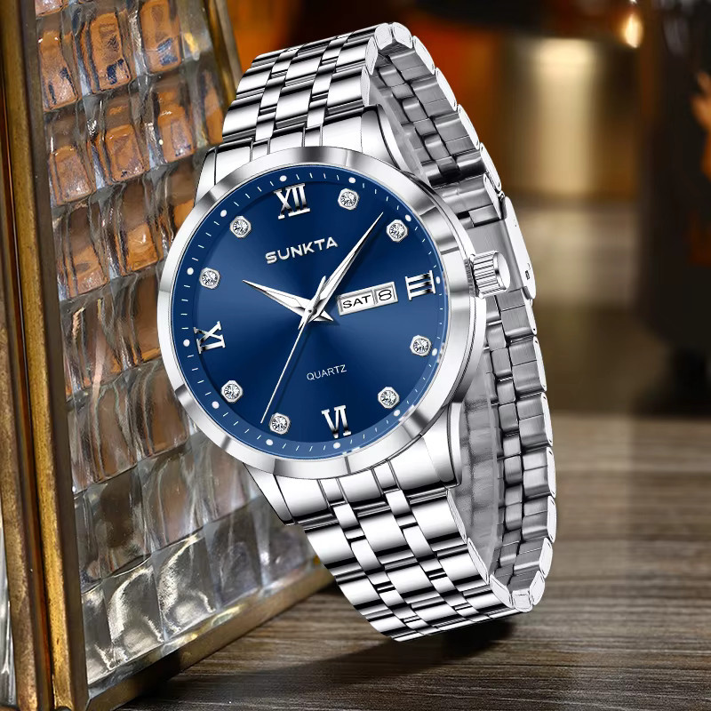LIGE Armbanduhr, Quarz, Edelstahl, Silikon, Blau, Herren - Bild 2
