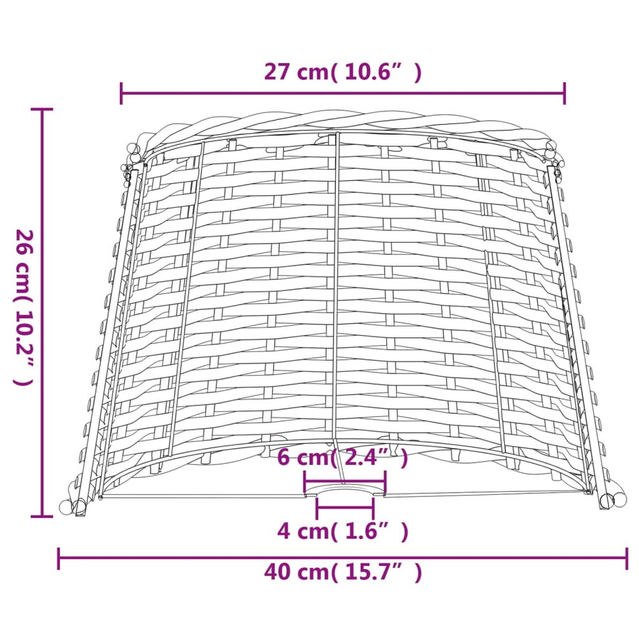 Vidaxl Lampenschirm aus Weide in Weiß, Durchmesser: 40 cm, Höhe: 26 cm - Bild 2