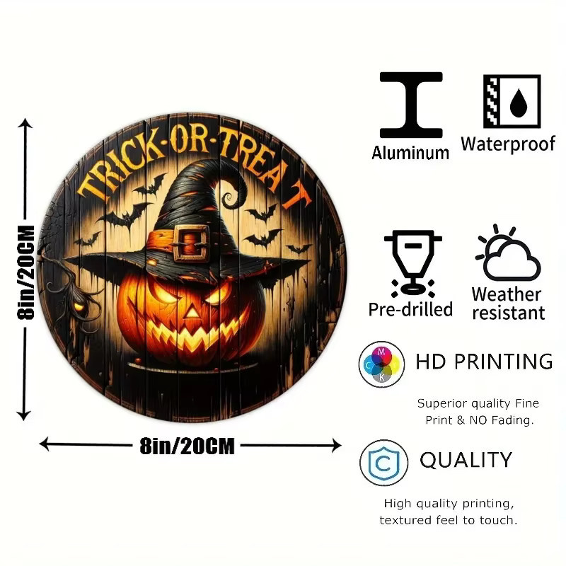 Rundes Halloween Wandschild aus Metall von Potdemiel mit abstraktem Design, Durchmesser: 20 cm - Bild 2