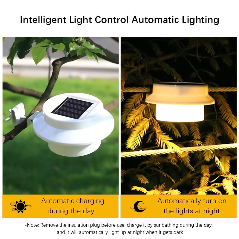 SHENZHITECH Solar-Wandleuchte mit intelligenter Lichtsteuerung und Dämmerungssensor, rundes Design in Weiß für Garten und Außenbereich - Bild 2