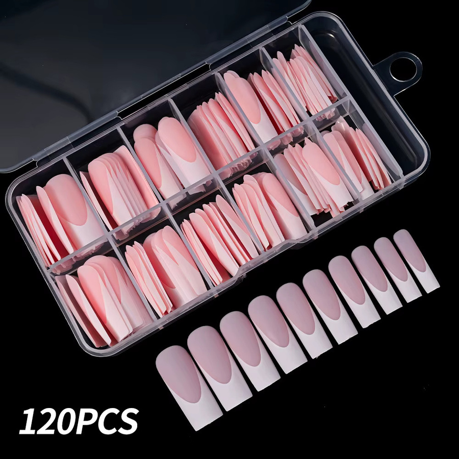 MAFANAILS French Press on Nails, Nude Pink, Matt, Extra Long Square, 120 Stück - Bild 3