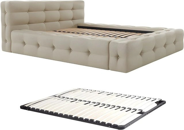 Polsterbett Leruco in Beige aus meliertem Stoff B/T: 140 x 190 cm - Bild 1