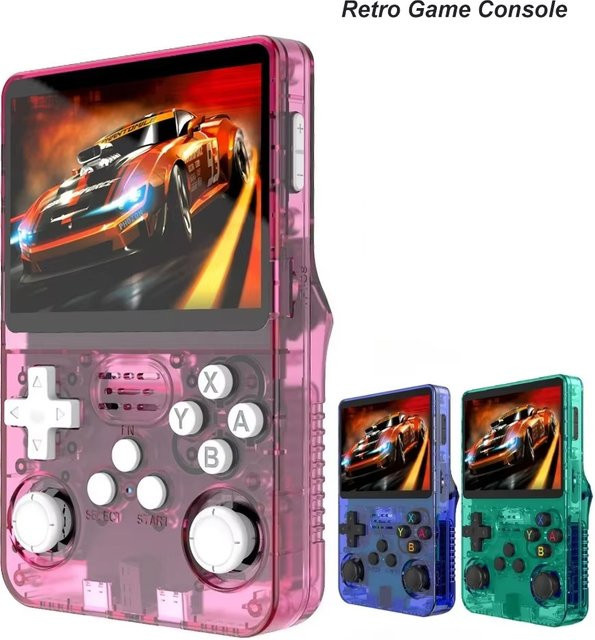BOYHOM R36S ARKOS 2.0 Retro Handheld Game Console mit 3,5 Zoll IPS Display in Pink und Multicolour - Bild 1