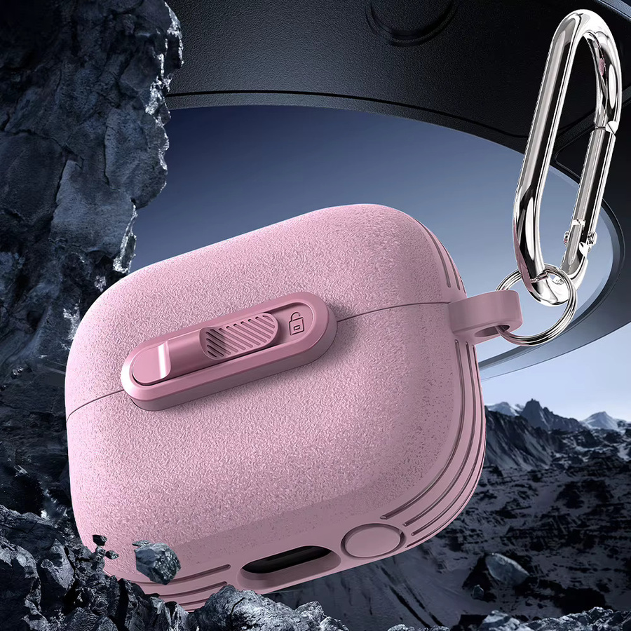 Frosted Lock stoßfeste Kopfhörer-Abdeckung für Samsung Galaxy Buds 3 Pro inklusive Reinigungsstift und Haken in Schwarz oder Pink - Bild 3