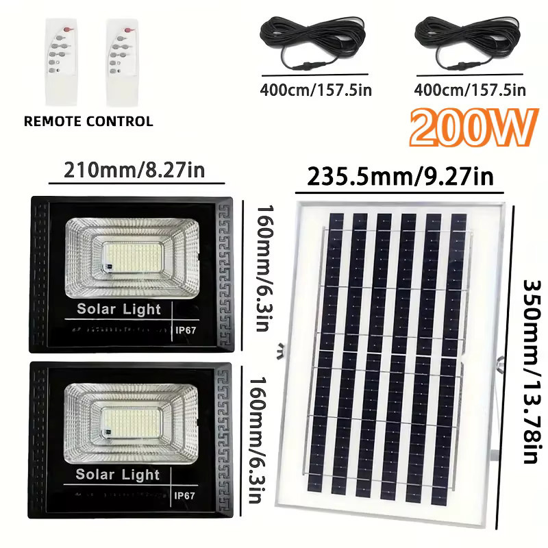 YQCHEZI Solar-Flutlichter mit Doppel-LED-Kopf in Schwarz mit Dämmerungssensor für Garten und Außenbereich - Bild 6
