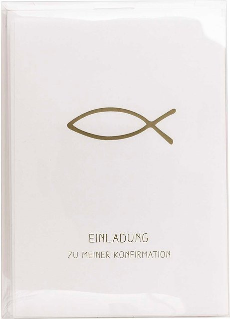 Rico Design Paper Poetry Kartenset Einladung Konfirmation in Puder, Grau und Weiß - Bild 1