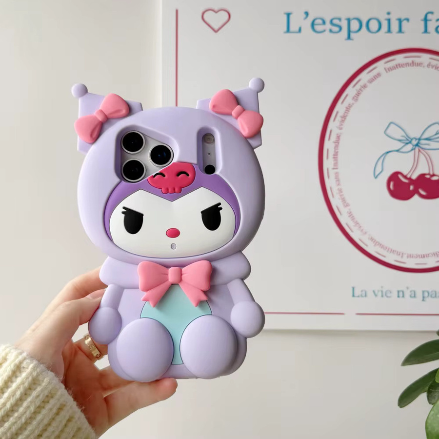 Sanrio Kuromi 3D Cartoon Handyhülle aus weichem Silikon für iPhone, Farbe: Lila - Bild 2