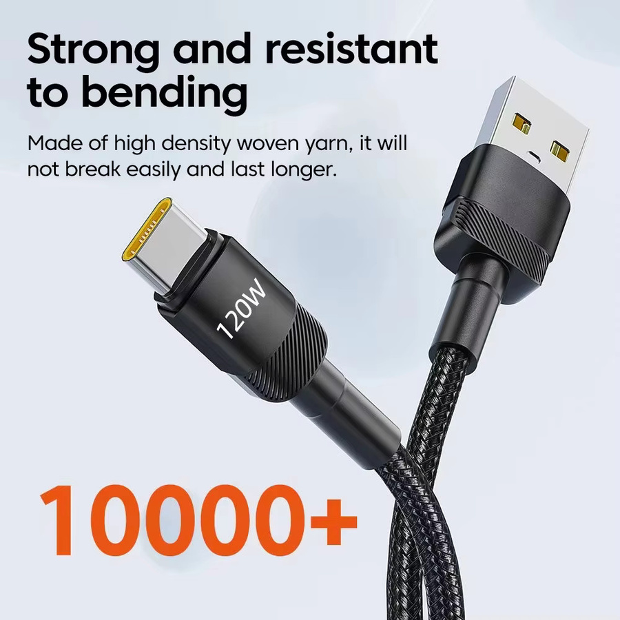 NNBILI USB-C Ladekabel 120W Schnellladekabel Typ-C zu Typ-C und USB-A zu Typ-C Datenkabel in Schwarz - Bild 4