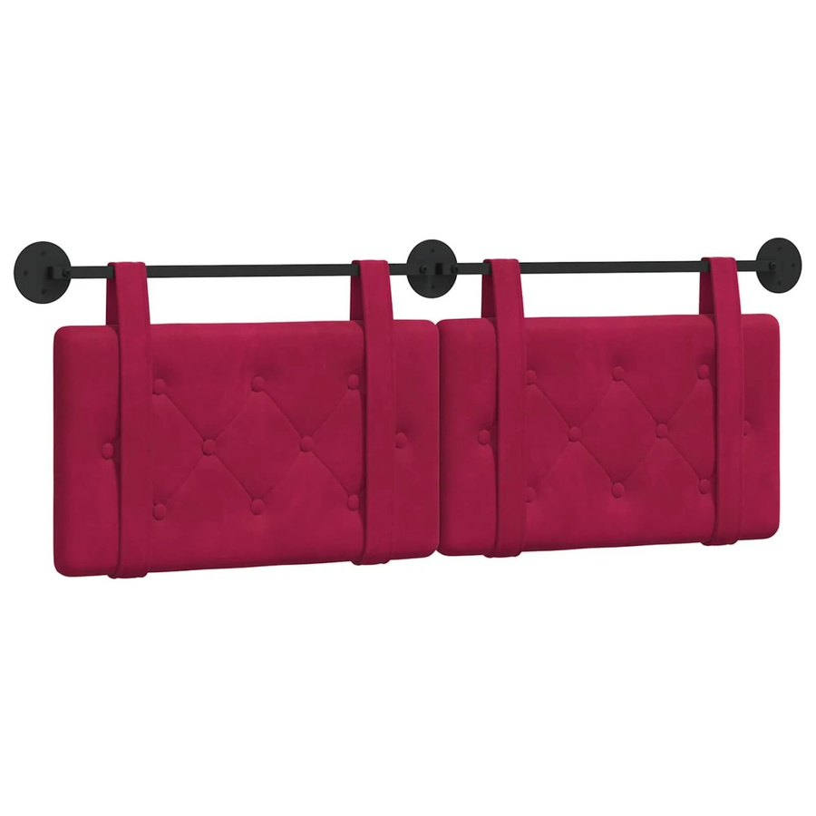 vidaXL Wandmontiertes Kopfteil aus Samt in Weinrot, Breite: 130 cm, Höhe: 55 cm, Tiefe: 5 cm - Bild 2