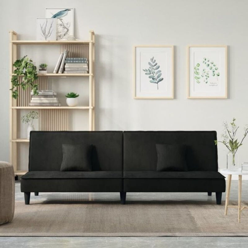 Schlafsofa von VIDAXL in Schwarz aus Samt und Polyester im modernen Design - Bild 1