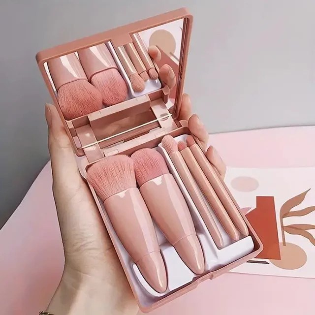 vvocci Make-up-Pinsel-Set, 5-teilig, mit Etui und Spiegel, Unisex - Bild 1