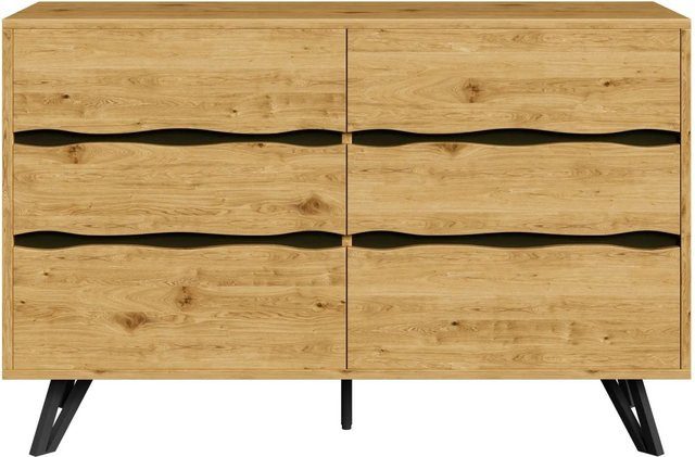 okwish Sideboard mit 6 Schubladen in Braun, modern mit Metallfüßen, B/T/H: 120 x 40 x 75,5 cm - Bild 1