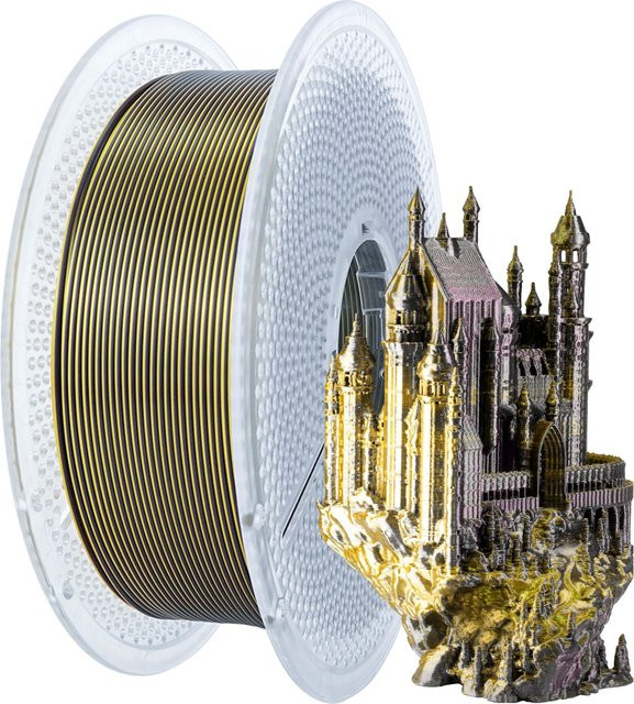 BING3D PLA Seide Filament Schwarz-Gold 1,75mm 1kg auf wiederverwendbarer Spule - Bild 1