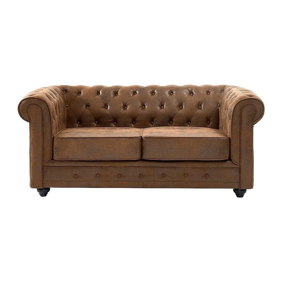 Vente-unique Chesterfield Sofa aus Microfaser in Braun mit Breite: 165 cm - Bild 2
