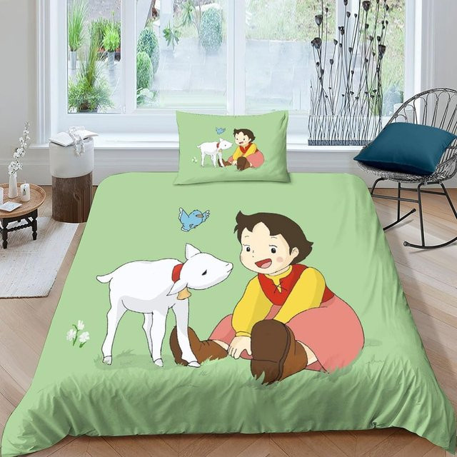 2-teiliges Mädchen Bettwäsche-Set Heidi mit 3D-Print, Mikrofaser Einzelbettwäsche in Grün, B/H: 150 x 200 cm - Bild 1